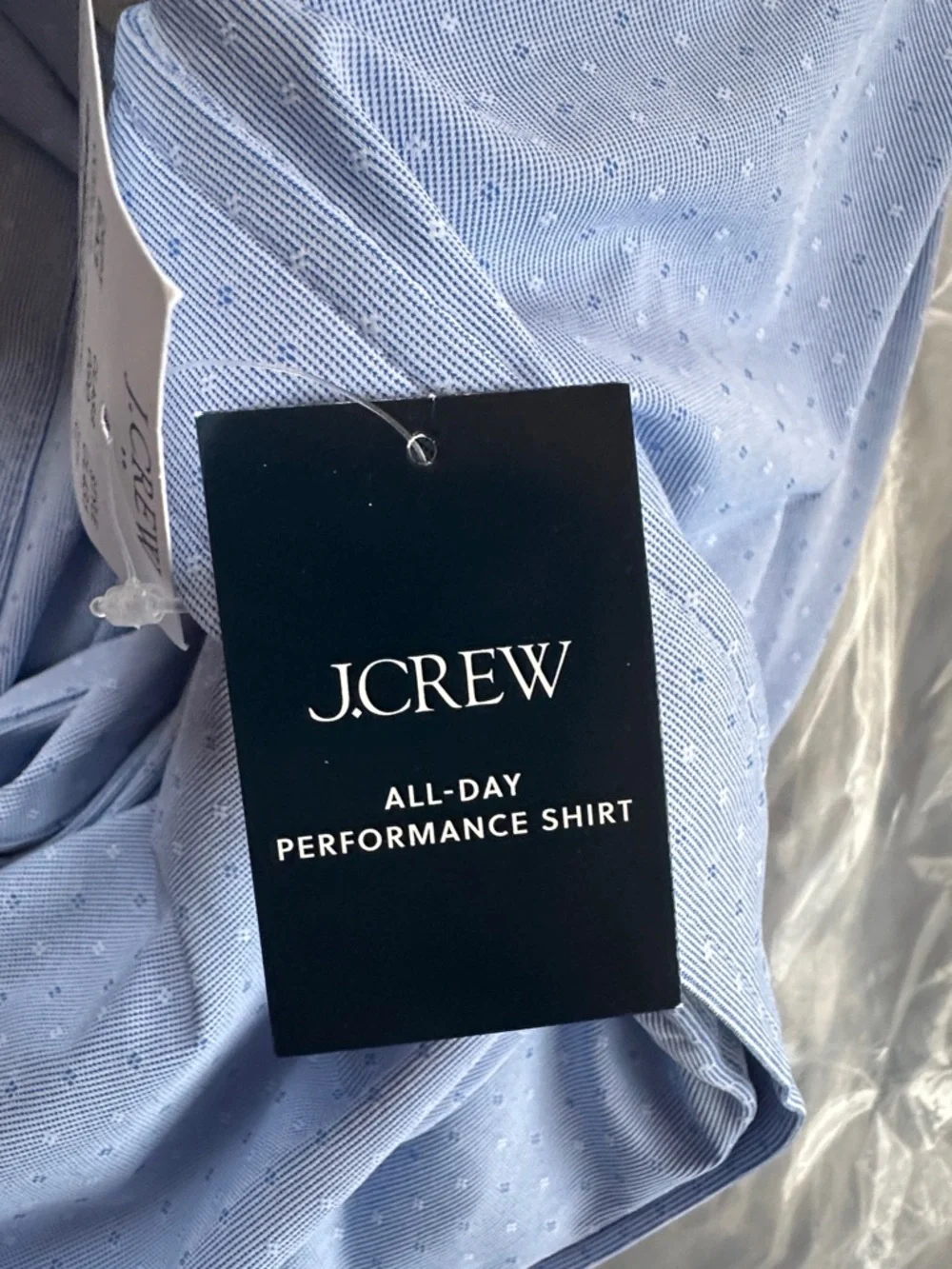 J. Crew NWT  Dobby all day performance‎ Light Blue button front Shirt men's XL